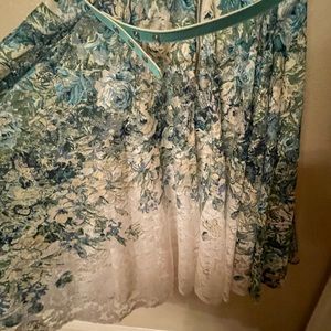 Roz & Ali Lace Green White Floral Zip Up Belt Dress